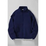 Ghassy Co. Erkek Alaska Regular Peluş Sherpa Kışlık Tam Fermuarlı Polar Sweatshirt - Lacivert