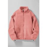 Ghassy Co. Erkek Alaska Regular Peluş Sherpa Kışlık Tam Fermuarlı Polar Sweatshirt Pudra L