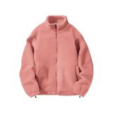 Ghassy Co. Erkek Alaska Regular Peluş Sherpa Kışlık Tam Fermuarlı Polar Sweatshirt Pudra M