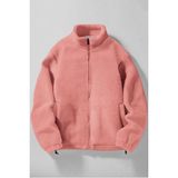 Ghassy Co. Erkek Alaska Regular Peluş Sherpa Kışlık Tam Fermuarlı Polar Sweatshirt - Pudra