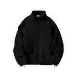 Ghassy Co. Erkek Alaska Regular Peluş Sherpa Kışlık Tam Fermuarlı Polar Sweatshirt SİYAH L