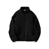 Ghassy Co. Erkek Alaska Regular Peluş Sherpa Kışlık Tam Fermuarlı Polar Sweatshirt SİYAH XXL