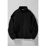 Ghassy Co. Erkek Alaska Regular Peluş Sherpa Kışlık Tam Fermuarlı Polar Sweatshirt - Siyah