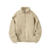 Ghassy Co. Erkek Alaska Regular Peluş Sherpa Kışlık Tam Fermuarlı Polar Sweatshirt TAŞ L