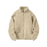 Ghassy Co. Erkek Alaska Regular Peluş Sherpa Kışlık Tam Fermuarlı Polar Sweatshirt TAŞ M