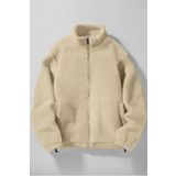 Ghassy Co. Erkek Alaska Regular Peluş Sherpa Kışlık Tam Fermuarlı Polar Sweatshirt TAŞ S