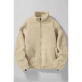 Ghassy Co. Erkek Alaska Regular Peluş Sherpa Kışlık Tam Fermuarlı Polar Sweatshirt - Taş