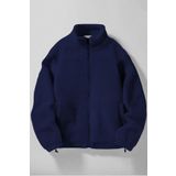 Ghassy Co. Erkek Alaska Regular Peluş Sherpa Kışlık Tam Fermuarlı Polar Sweatshirt - XL - Lacivert