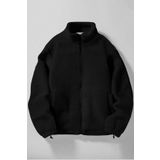 Ghassy Co. Erkek Alaska Regular Peluş Sherpa Kışlık Tam Fermuarlı Polar Sweatshirt - XL - Siyah