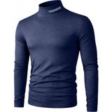 Ghassy Co. Erkek Balıkçı Yaka Pamuklu Likralı Vücuda Oturan Uzun Kollu Slim Fit Günlük Tişört - 2XL - Lacivert