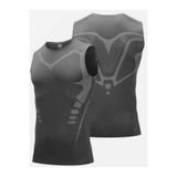 GHASSY CO . Erkek Compression Fitness Hızlı Kuruma Nefes Alabilen Çapraz Daraltma Tipi Kolsuz Spor T-shirt