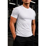 Ghassy Co. Erkek Compression Spor Tişört Slim Fit Hızlı Kuruyan Esnek Fitness Koşu Antrenman T-Shirt - 2XL - Beyaz