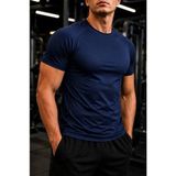 Ghassy Co. Erkek Compression Spor Tişört Slim Fit Hızlı Kuruyan Esnek Fitness Koşu Antrenman T-Shirt - 2XL - Lacivert