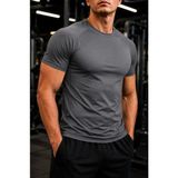 Ghassy Co. Erkek Compression Spor Tişört Slim Fit Hızlı Kuruyan Esnek Fitness Koşu Antrenman T-Shirt - Füme
