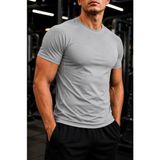 Ghassy Co. Erkek Compression Spor Tişört Slim Fit Hızlı Kuruyan Esnek Fitness Koşu Antrenman T-Shirt - XL - Açık Grı