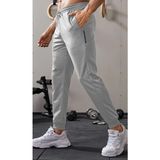 Ghassy Co. Erkek Dar Paça Running Hafif Koşucu Fitness Gym Athletic Dalgıç Kumaş Spor Eşofman Altı - 2XL - Açık Gri