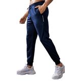 Ghassy Co. Erkek Dar Paça Running Hafif Koşucu Fitness Gym Athletic Dalgıç Kumaş Spor Eşofman Altı LACİVERT L