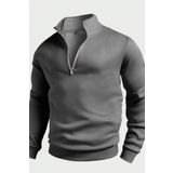 Ghassy Co. Erkek Dik Yaka Silver Yarım Fermuarlı Sweatshirt FÜME XL