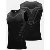 Ghassy Co. Erkek Fitness Hızlı Kuruma Nefes Alabilen Çapraz Daraltma Tipi Kolsuz Spor T-Shirt - 2XL - Siyah