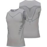 Ghassy Co. Erkek Fitness Hızlı Kuruma Nefes Alabilen Çapraz Daraltma Tipi Kolsuz Spor T-shirt AÇIK GRİ S