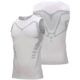 Ghassy Co. Erkek Fitness Hızlı Kuruma Nefes Alabilen Çapraz Daraltma Tipi Kolsuz Spor T-shirt BEYAZ XXL