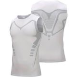Ghassy Co. Erkek Fitness Hızlı Kuruma Nefes Alabilen Çapraz Daraltma Tipi Kolsuz Spor T-Shirt - Beyaz