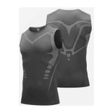 Ghassy Co. Erkek Fitness Hızlı Kuruma Nefes Alabilen Çapraz Daraltma Tipi Kolsuz Spor T-shirt FÜME XXL