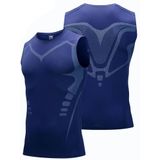 Ghassy Co. Erkek Fitness Hızlı Kuruma Nefes Alabilen Çapraz Daraltma Tipi Kolsuz Spor T-shirt LACİVERT XXL