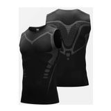 Ghassy Co. Erkek Fitness Hızlı Kuruma Nefes Alabilen Çapraz Daraltma Tipi Kolsuz Spor T-shirt SİYAH XXL