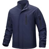 Ghassy Co. Erkek Içi Polarlı Dik Yaka Su ve Rüzgar Geçirmez Softshell Mont - Lacivert