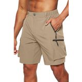 Ghassy Co. Erkek Kamp Yürüyüş Seyahat Hızlı Kuruma Çok Cepli Outdoor Şort BEJ S