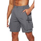 Ghassy Co. Erkek Kamp Yürüyüş Seyahat Hızlı Kuruma Çok Cepli Outdoor Şort FÜME S
