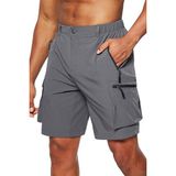 Ghassy Co. Erkek Kamp Yürüyüş Seyahat Hızlı Kuruma Çok Cepli Outdoor Şort - Füme