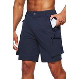 Ghassy Co. Erkek Kamp Yürüyüş Seyahat Hızlı Kuruma Çok Cepli Outdoor Şort - Lacivert