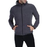 GHASSY CO. ERKEK KAPŞONLU POLAR CEKET KOYU GRİ L