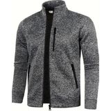 Ghassy Co. Erkek Kırçıllı Yüzey Hafif Rüzgar Geçirmez Tam Fermuarlı Polar Ceket - 2XL - Füme