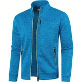 Ghassy Co. Erkek Kırçıllı Yüzey Hafif Rüzgar Geçirmez Tam Fermuarlı Polar Ceket - 2XL - Turkuaz