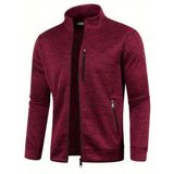 Ghassy Co. Erkek Kırçıllı Yüzey Hafif Rüzgar Geçirmez Tam Fermuarlı Polar Ceket - XL - Bordo