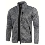 Ghassy Co. Erkek Kırçıllı Yüzey Hafif Rüzgar Geçirmez Tam Fermuarlı Polar Ceket - XL - Füme