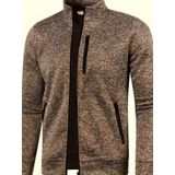 Ghassy Co. Erkek Kırçıllı Yüzey Hafif Rüzgar Geçirmez Tam Fermuarlı Polar Ceket - XL - Kahve
