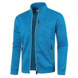 Ghassy Co. Erkek Kırçıllı Yüzey Hafif Rüzgar Geçirmez Tam Fermuarlı Polar Ceket - XL - Turkuaz