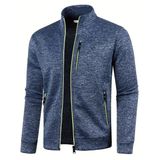 Ghassy Co. Erkek Kırçıllı Yüzey Hafif Rüzgar Geçirmez Tam Fermuarlı Polar Ceket