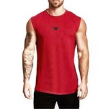 Ghassy Co. Erkek Nem Emici Hızlı Kuruma Atletik Teknik Performans Sporcu Sıfır Kol T-Shirt - 2XL - Kırmızı