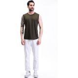 Ghassy Co. Erkek Nem Emici Hızlı Kuruma Atletik Teknik Performans Sporcu Sıfır Kol T-shirt GYM 108 - HAKİ M