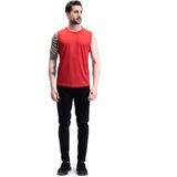 Ghassy Co. Erkek Nem Emici Hızlı Kuruma Atletik Teknik Performans Sporcu Sıfır Kol T-shirt GYM 108 - KIRMIZI M