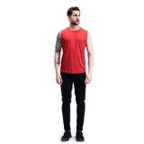 Ghassy Co. Erkek Nem Emici Hızlı Kuruma Atletik Teknik Performans Sporcu Sıfır Kol T-shirt GYM 108 - KIRMIZI S