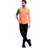 Ghassy Co. Erkek Nem Emici Hızlı Kuruma Atletik Teknik Performans Sporcu Sıfır Kol T-Shirt Gym 108 - Turuncu