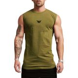 Ghassy Co. Erkek Nem Emici Hızlı Kuruma Atletik Teknik Performans Sporcu Sıfır Kol T-Shirt - Haki