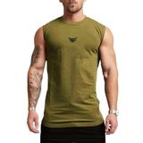Ghassy Co. Erkek Nem Emici Hızlı Kuruma Atletik Teknik Performans Sporcu Sıfır Kol T-Shirt - L - Haki