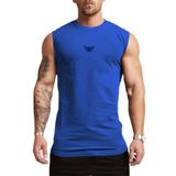 Ghassy Co. Erkek Nem Emici Hızlı Kuruma Atletik Teknik Performans Sporcu Sıfır Kol T-Shirt - L - Mavi